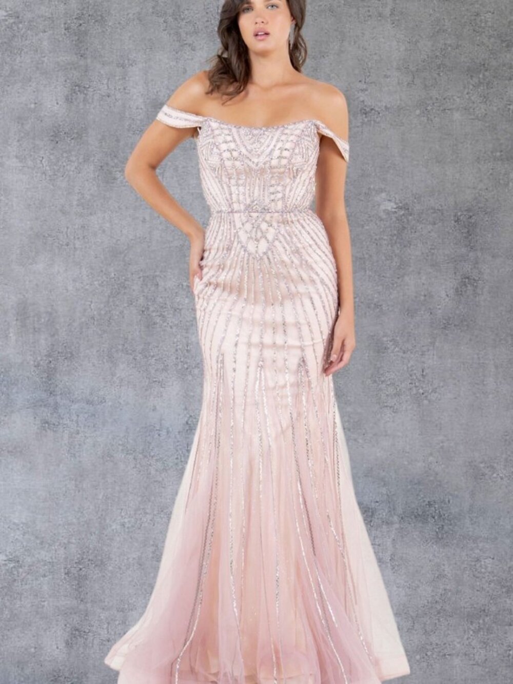 NEW ROSEGOLD Tulle & Lace Sweetheart Evening Gown Floor Length Embellished 8271J